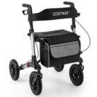 Costway Walker for Seniors with Seat Folding Rollator Walker with Pneumatic Tires-Silver