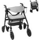Homcom 2-in-1 Mobility Walker With Seat, Foldable Rollator With Footrests