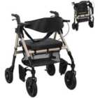 Homcom 2-in-1 Mobility Walker With Seat, Foldable Rollator With Footrests