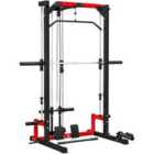 Sportnow Cable Crossover Machine, Multifunction Power Cage With Pull Up Bar