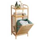 Costway Bamboo Laundry Bin with Storage and Removable Basket