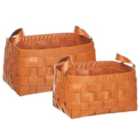 Beliani Set of 2 Baskets SIPPAR Faux Leather Golden Brown