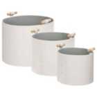 Beliani Set of 3 Baskets ARAM Faux Leather Off-White