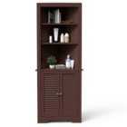 Costway Freestanding Bathroom Corner Cabinet with Shutter Doors-Coffee