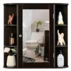 Costway 3-Tier Mirrored Wall Mounted Bathroom Cabinet-Brown