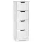 Costway Floor Storage Cabinet Freestanding Bathroom Cabinet with 4 Drawers-White