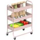 Homcom 3-tier Storage Trolley, Storage Cart With Mesh Backets, Wheels