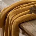 Crossland Grove Beltran Knit Throw Mustard 1300X1700Mm