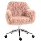 Vinsetto Faux Fur Home Office Chair, Vanity Chair W/ Adjustable Height, Pink