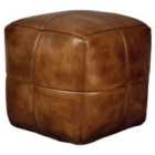 Elm Home And Garden Real Genuine Leather Foot Stool Rest Poufe Tan Brown