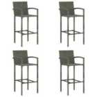 vidaXL Bar Stools 4 pcs Grey Poly Rattan