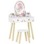 Aiyaplay Kids Vanity Table And Chair Set With 3-colour LED Lights Mirror