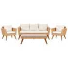 Beliani Garden Lounge Set With Table 5 Seater Vittoria Pe Rattan Off-white