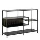 Furniture To Go Seaford Wide Ash Black Metal Bookcase With 4 Black Ash Shelves