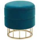 Beliani Storage Pouffe Teal Blue Elgin