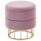 Beliani Storage Pouffe ELGIN Velvet Pink 37 cm 37 cm 42 cm