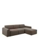 Midfield 2-Seater Chaiselongue Sofa Rhf (Reversible Module) In Cona Boucle Taupe 2 Fabric, Base In Matt Black