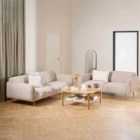 Westham 2+3-Seater Sofa In Fay Beige 05 Fabric, Base In Matt Oak