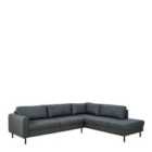 Omaha Corner Sofa With Open End Rhf, In Basel Dark Grey 19 Fabric, Base Matt Black Steel