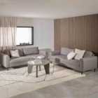 Omaha 3+3-Seater Sofa In Basel Light Grey Brown 34 Fabric, Base Matt Black Steel