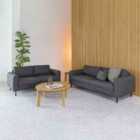 Omaha 2.5+3-Seater Sofa In Basel Dark Grey 19 Fabric, Base Matt Black Steel