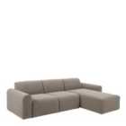 Midfield 2-Seater Chaiselongue Sofa Rhf (Reversible Module) In Cona Boucle Beige 1 Fabric, Base In Matt Black
