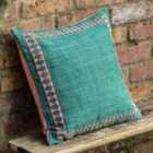 Crossland Grove Rutland Embroidered Border Cushion Green 450X450Mm