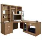 R. White Cabinets Corner Desk With Drawers, Filing Unit And Bookcase For Desktop Computer English Oak