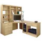 R. White Cabinets Corner Desk With Drawers, Filing Unit And Bookcase For Desktop Computer Classic Oak