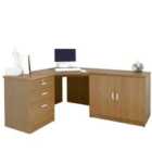 R. White Cabinets Corner Desk With Drawers, Filing Unit And Cupboard English Oak