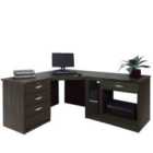 R. White Cabinets Corner Desk With Drawers And Filing Unit For Desktop Computer Black Havana