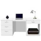 R. White Cabinets Desk With Drawers And Printer Shelf White
