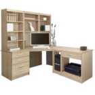 R. White Cabinets Corner Desk With Drawers, Filing Unit And Bookcase For Desktop Computer Sandstone