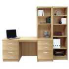 R. White Cabinets Desk With Drawers, Filing Unit And Bookcase For Desktop Computer Classic Oak