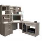 R. White Cabinets Corner Desk With Drawers, Filing Unit And Bookcase For Desktop Computer Grey Nebraska