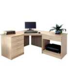 R. White Cabinets Corner Desk With Drawers, Filing Unit And Printer Storage Sandstone