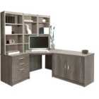 R. White Cabinets Corner Desk With Drawers, Filing Unit And Storage For Desktop Computer Grey Nebraska