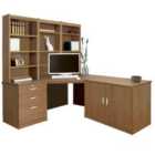 R. White Cabinets Corner Desk With Drawers, Filing Unit And Storage For Desktop Computer English Oak