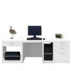 R. White Cabinets Desk With Drawers And Filing Unit For Desktop Computer White