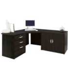 R. White Cabinets Corner Desk With Drawers, Filing Unit And Cupboard Black Havana