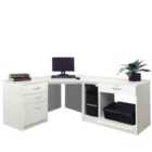 R. White Cabinets Corner Desk With Drawers And Filing Unit For Desktop Computer White