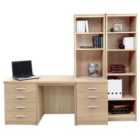 R. White Cabinets Desk With Drawers, Filing Unit And Bookcase For Desktop Computer Sandstone