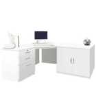 R. White Cabinets Corner Desk With Drawers, Filing Unit And Cupboard White