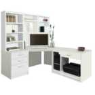 R. White Cabinets Corner Desk With Drawers, Filing Unit And Bookcase For Desktop Computer White