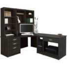 R. White Cabinets Corner Desk With Drawers, Filing Unit And Bookcase For Desktop Computer Black Havana