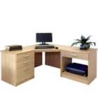 R. White Cabinets Corner Desk With Drawers, Filing Unit And Printer Storage Classic Oak