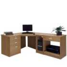 R. White Cabinets Corner Desk With Drawers And Filing Unit For Desktop Computer English Oak