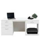 R. White Cabinets Desk With Drawers, Filing Unit And Printer Shelf White