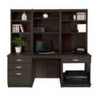 R. White Cabinets Desk With Drawers, Filing Unit And Storage For Desktop Computer Black Havana