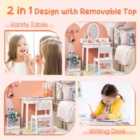 Costway Kids Vanity Set Makeup Beauty Dressing Table And Chair With Lighted Mirror-white